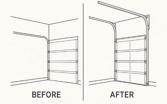 High Lift Garage Door before and after